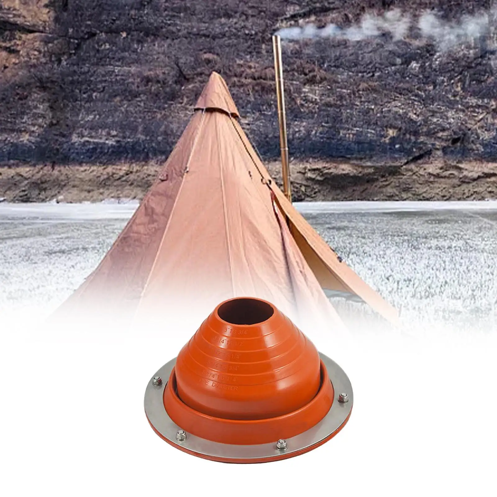 

Silicone Roof Pipe Flashing Wood Burner Flue Pipe Fitting Round Base for Outdoor Camping