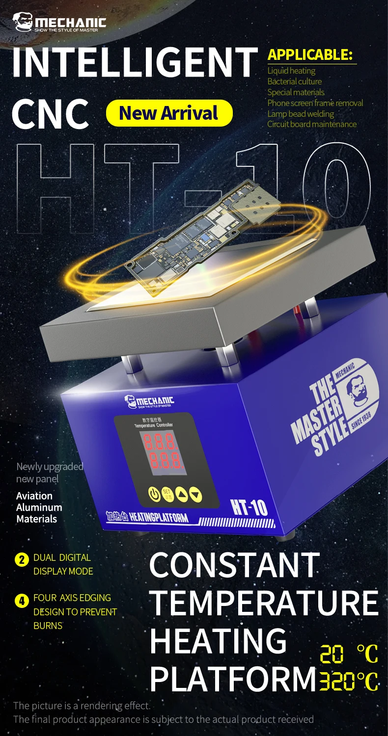 ช่าง HT-10 200W คงที่อุณหภูมิความร้อนตารางสําหรับ Comuter โทรศัพท์หน้าจอกรอบกําจัดบอร์ด PCB อุ่นแพลตฟอร์ม