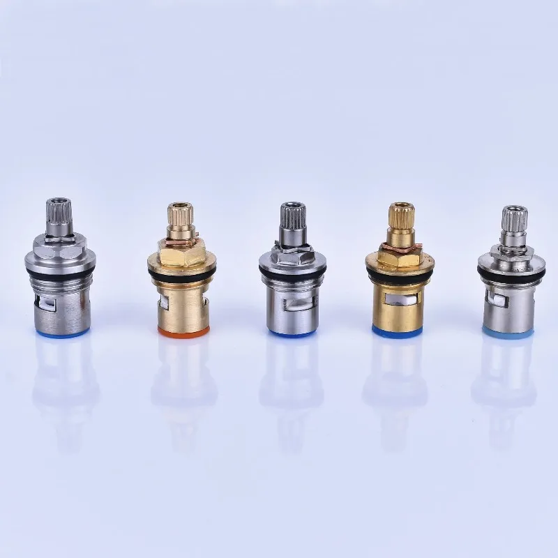 Hot Cold Water Tap Spare Parts 4pt Brass Triangle Valve With Wear-resistant Ceramic Disc Cartridge