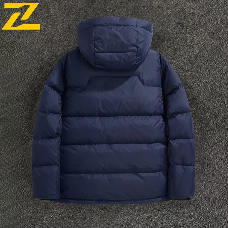 COMXZ Warm Thick Cotton Padded Jacket Trendy Solid Color Snowy Puffer Jacket Streetwear High-Quality Winter Jacket Mens Clothing