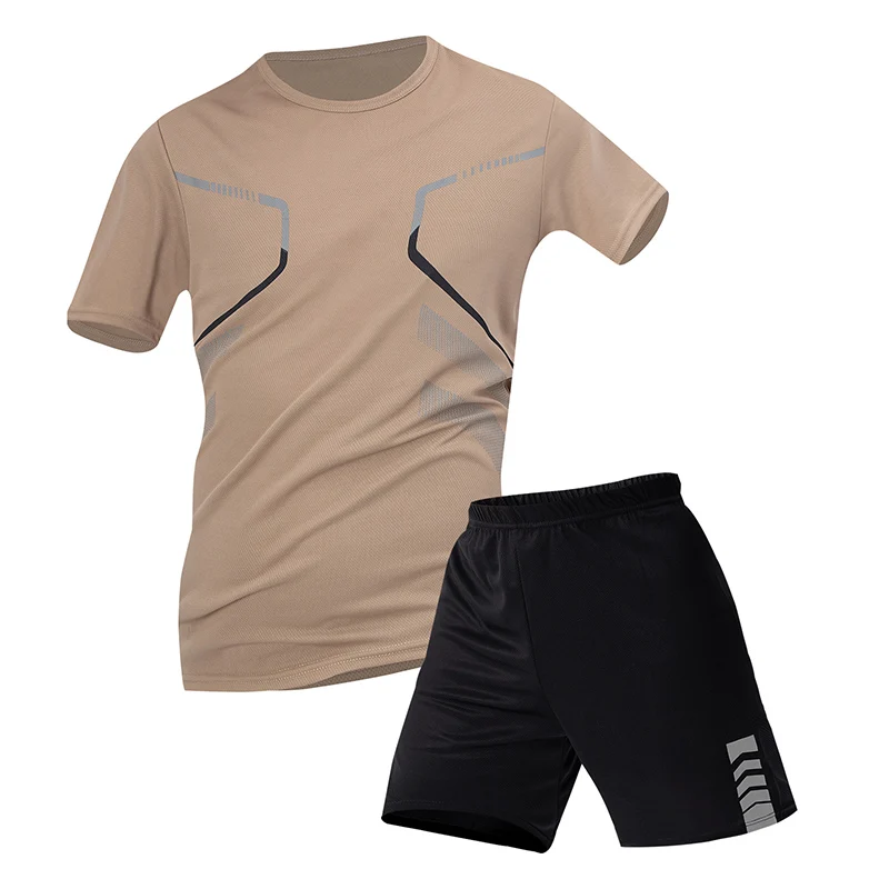 2/6pcs Men's Summer 7-color Quick Drying Casual Fashion Set Youth Loose Short Sleeved T-shirt Black Sports Shorts Brother'Outfit