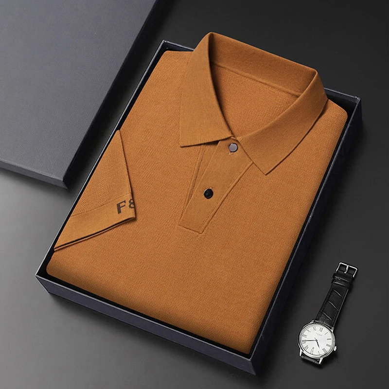 Short-sleeved shirt men's lapel summer new style cool feeling high-end tops half-sleeved polo shirt