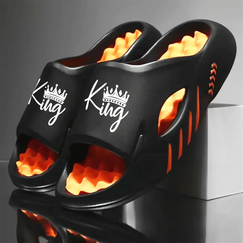 

Мужские тапочки-слайды из ЭВА, нескользящие, на толстой мягкой платформе, модные, удобные, для дома