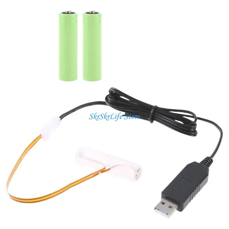 

E65E USB Power AA Battery Eliminators Replace 3Pcs 1.5V AA LR6 Battery Cable for LED Light Electronic Toy Table Lamp