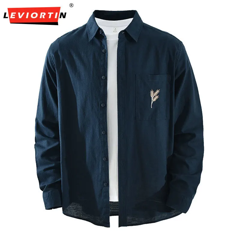 

Весенне-осенняя японская свежая модная модная рубашка с длинным рукавом, мужская универсальная художественная рубашка для отдыха, однотонный свободный простой топ