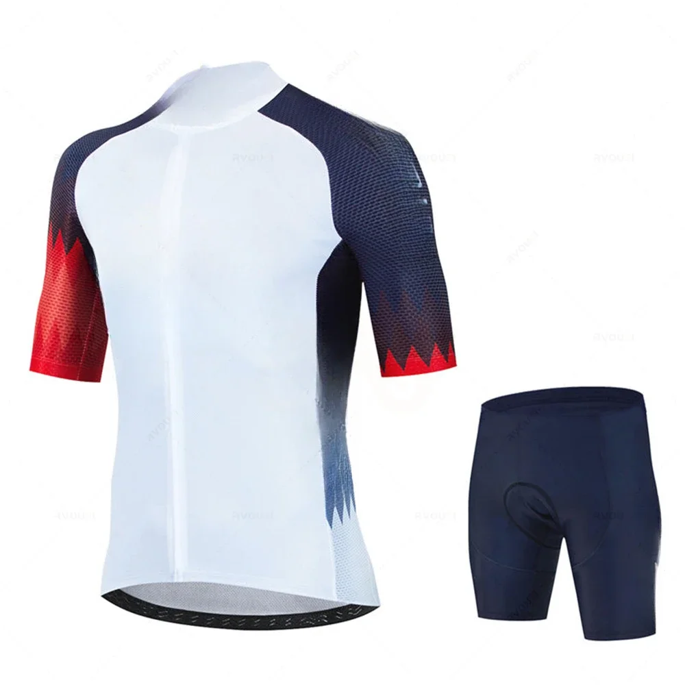 Men Short Sleeve Cycling Jersey Set Summer Bicicleta Clothing Maillot Ropa Ciclismo Sportswear Blue Bicycle Suit