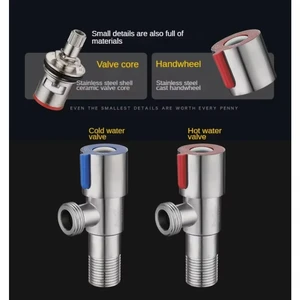 Válvula de entrada quente e fria de aço inoxidável, válvulas angulares de enchimento de vaso sanitário, torneira aquecedora de água para cozinha, acessórios de banheiro 8 principais vendas válvula para lavatório - №3