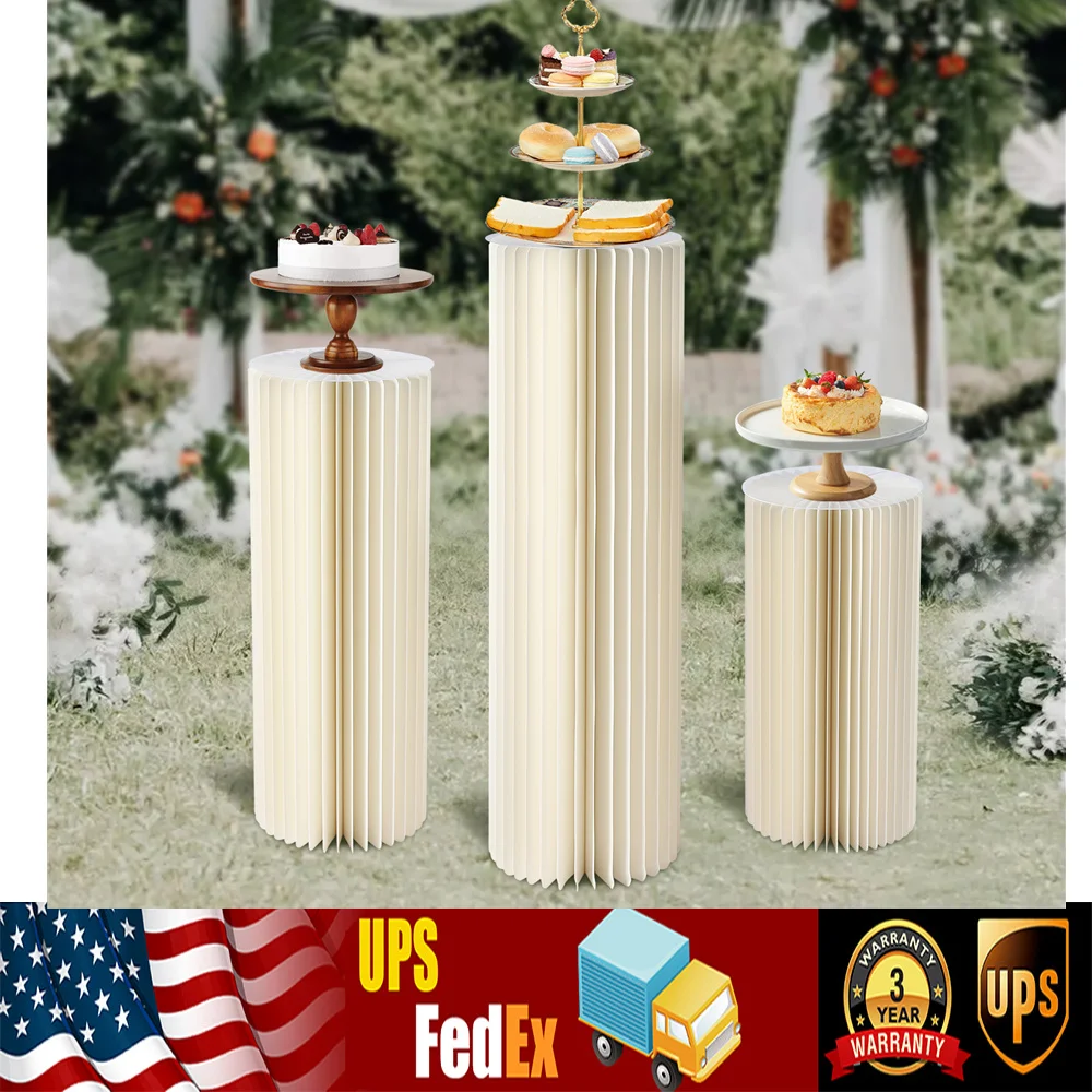 

3 PCs Cylindrical Paper Folding Wedding Flower Road Ornament Dessert Table Cake Stand DIY Party Supplies ShopWindow Origami Deco