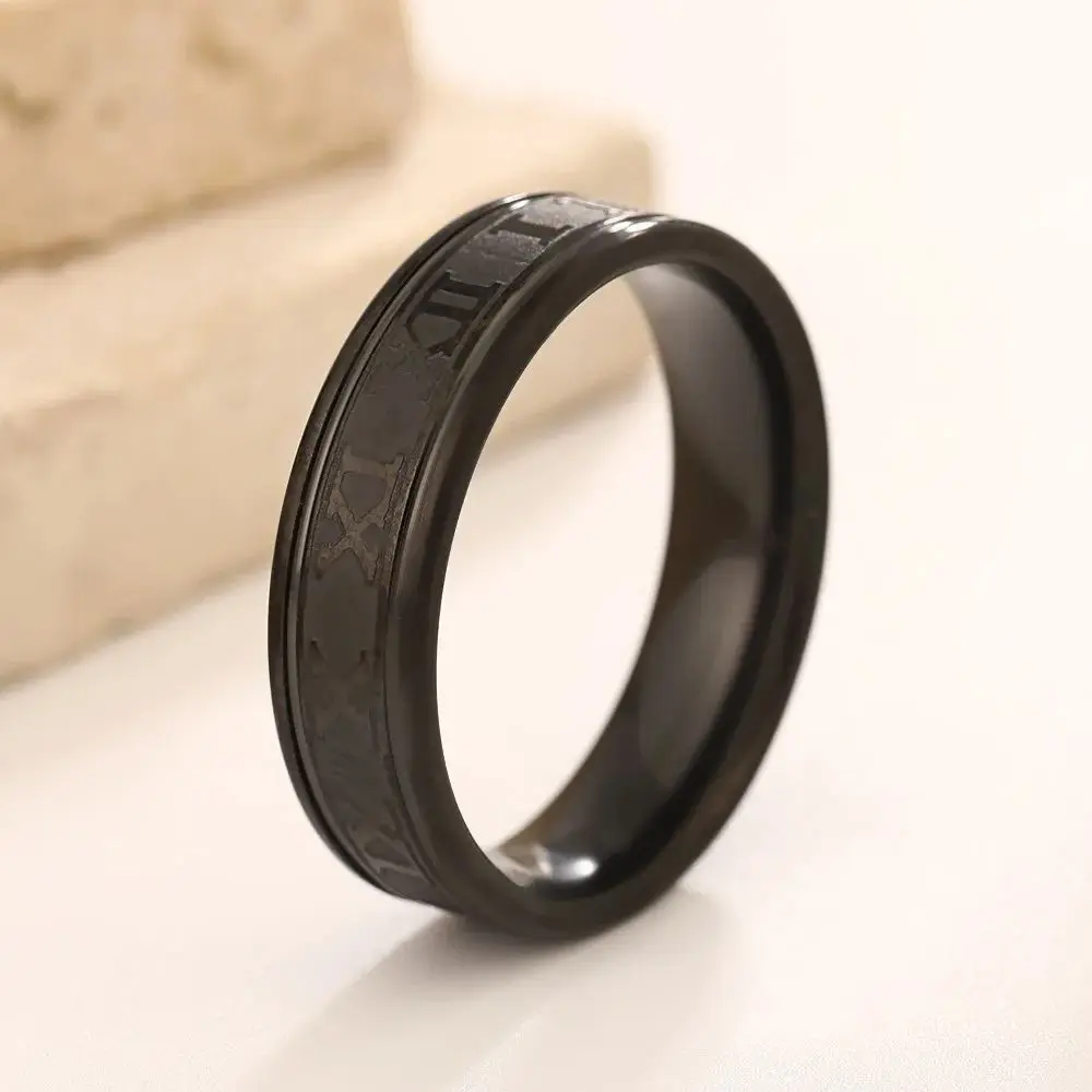 Vintage Roman Numberss Ring Temperament Fashion Simple Stainless Steel Couple Ring For Men Woman Party Jewelry Birthday Gifts