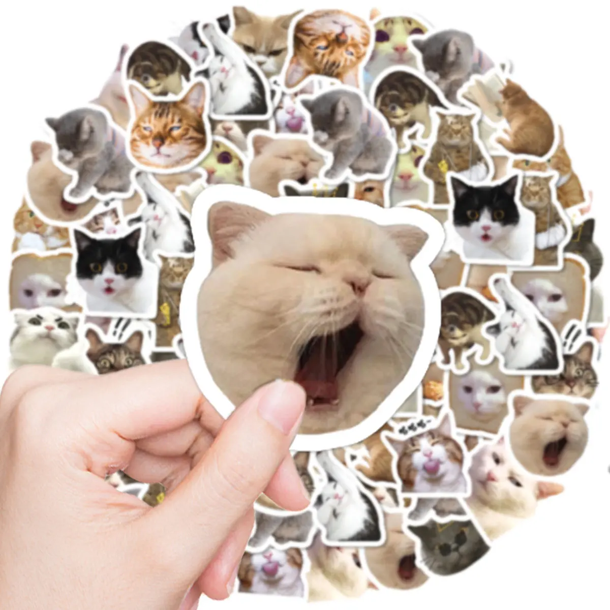 Etori Life 46 PCS Cartoon Cute Animal Society Mischievous Expression Cat Student DIY Stationery,Laptops Decoration Stickers