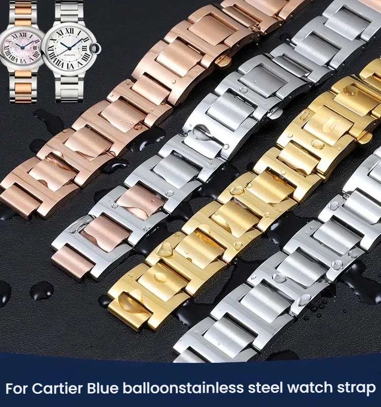

Высококачественный ремешок для часов из нержавеющей стали для Cartier Blue Balloon, мужской и женский, выпуклый ремешок для часов, браслет, аксессуары 14 16 18 20 22