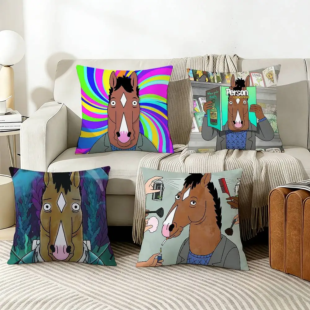 

B-BoJack H-Horseman Pillow Case Living Room Sofa Cushion Cover Suitable For Home Bedroom Room Decoration