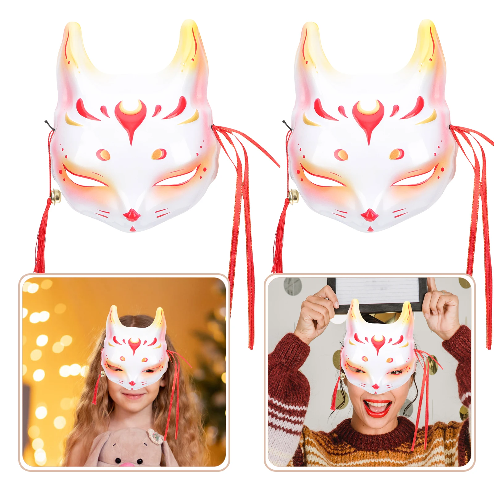 

ry Little Fox Demon Mask Facial Masks Party Face Clothing Red Pvc Half Cosplay