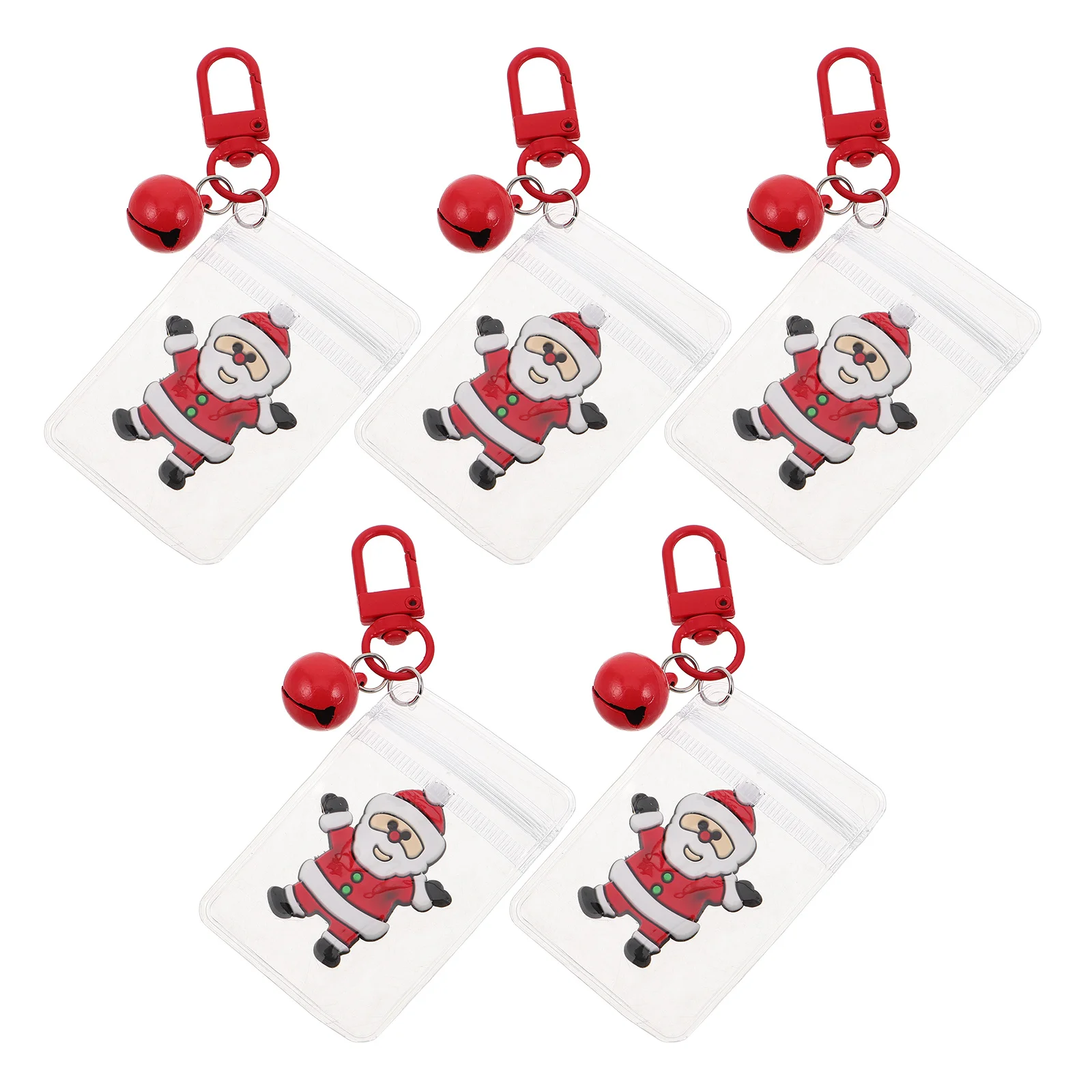 

5Pcs Santa Claus Christmas Keychain Transparent Bag Charm Cute Xmas Tree Hanging Ornaments Car Keyrings Gift Party Favors