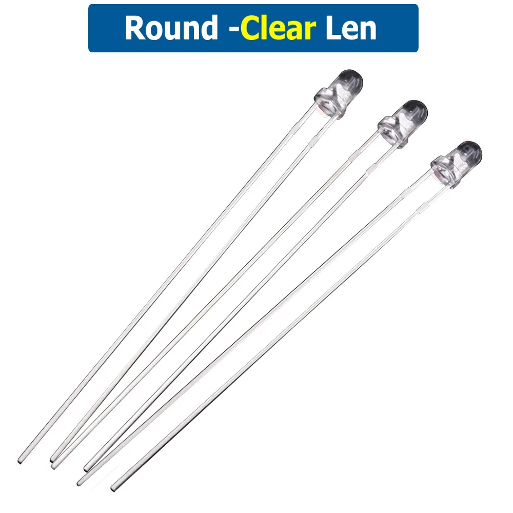 1000PCS 3/5mm 45-53mm legs Color LED round lamps  F3 F5 light beads DIY Emitting diodes Red Green Yellow Lighting diy lamp DIP