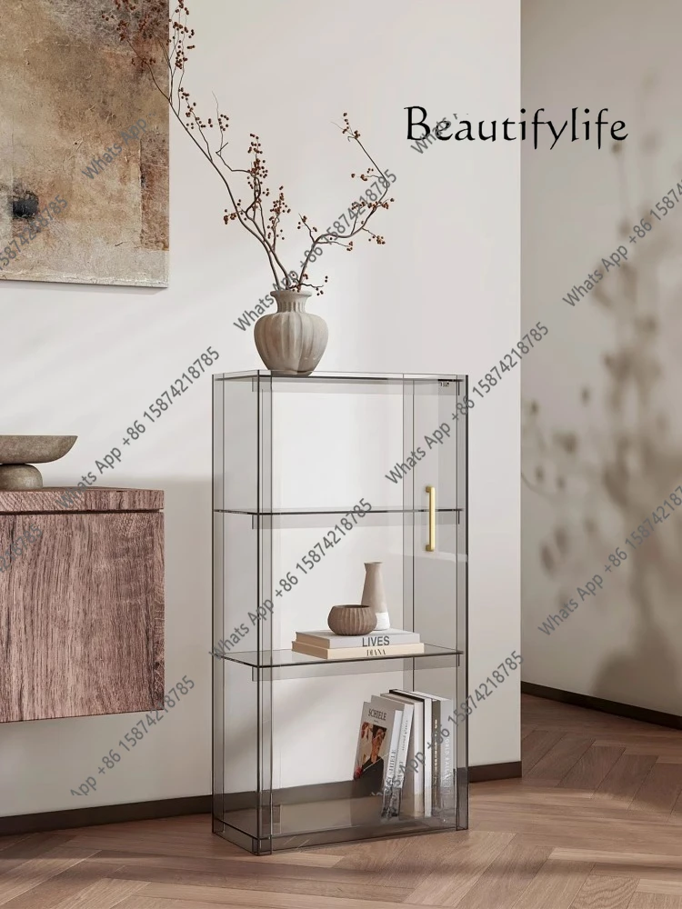 J Dust-proof Bookshelf Acrylic Floor-to-ceiling Shelf Integrated Wall Bookcase Cosmetics Bag Storage Rack