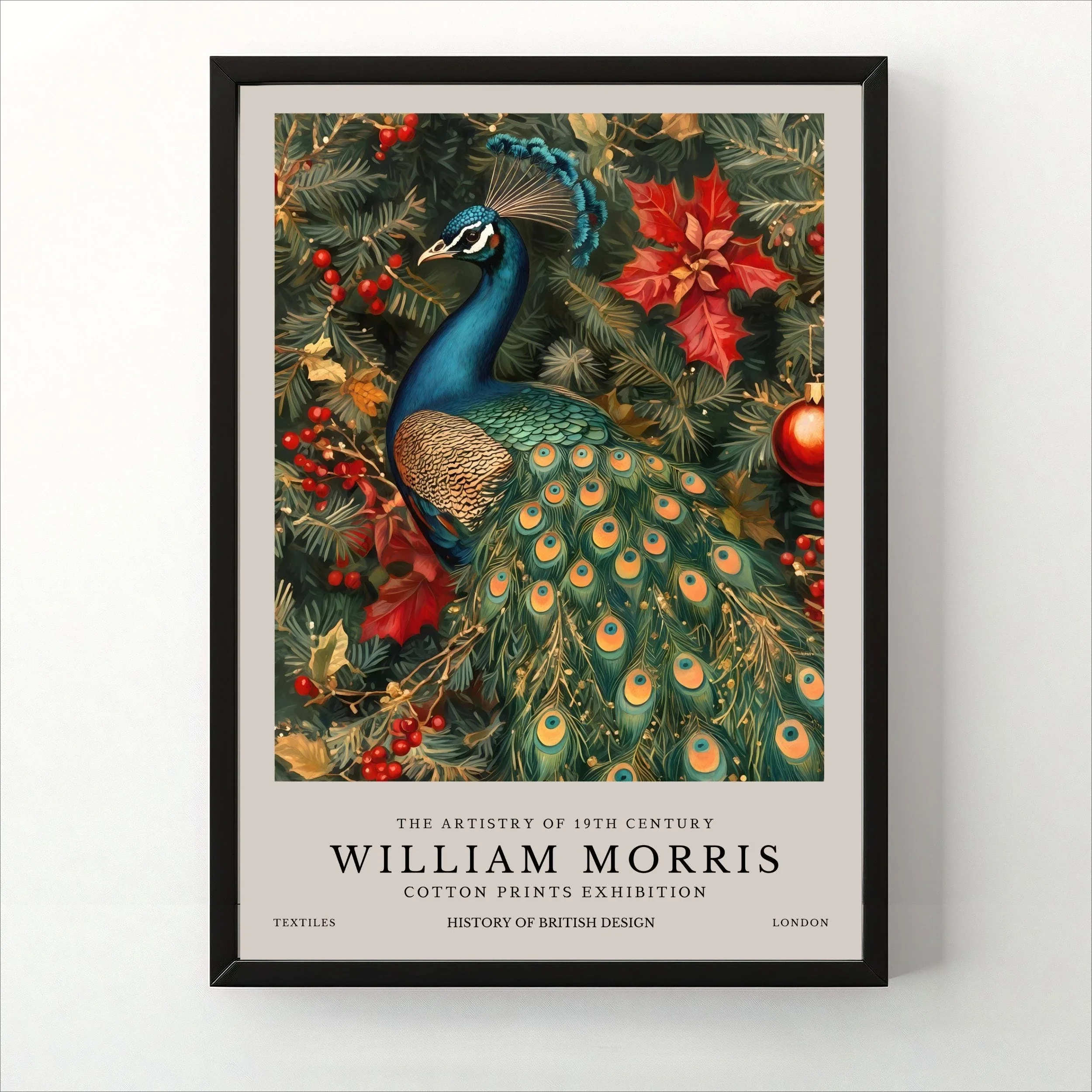 Vintage Exhibition Poster Canvas Print, Floral Dragonfly Bird Whale Wall Art, Dark Academia Botanical Painting, Gift for Coun