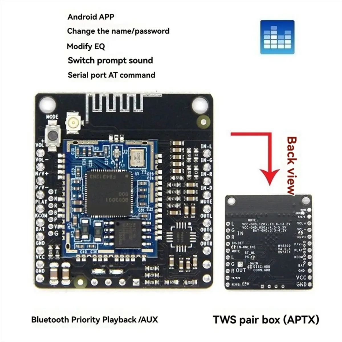 Модуль A49T QCC3031 APTXHD с аудиовходом LINE-in, Hi-Fi Bluetooth 5.1 приемник для BT-гарнитур, без DC 3.3-4.2В