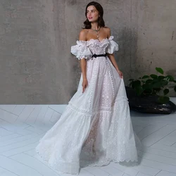 Lace Wedding Gowns Elegant Sweetheart A-Line White  Gown Detachable Sleeves Strapless Ivory Bride Dress vestido de novia