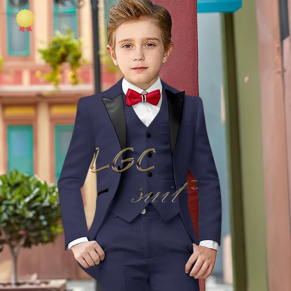 Boy's shawl collar tuxedo 3-piece set (jacket + vest + trousers) wedding party event celebration custom tuxedo suit