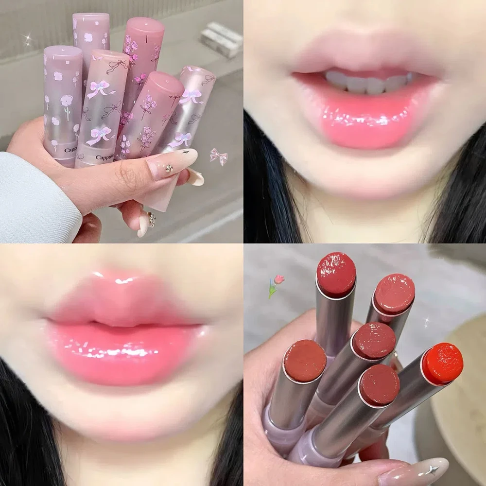 Flower Hidratante Lip Glaze Sólido, Espelho, Shine Water, Batom Leve, Óleo Transparente, Geléia Lip Gloss, Tint Coreano, Maquiagem Girl Cosmetics