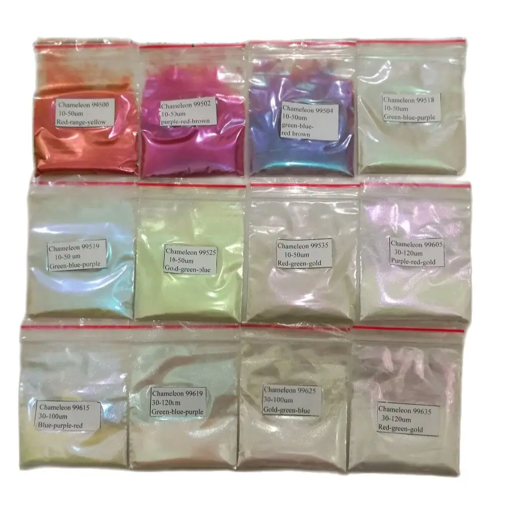 Chameleon pearl Pigments color travel powder 12colors 5grams each for cosmetics, auto paints and nail polish