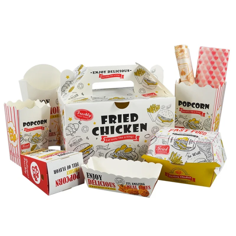 Customized productfactory wholesales fried chicken buger french fires hot dog paper box take out to-go box