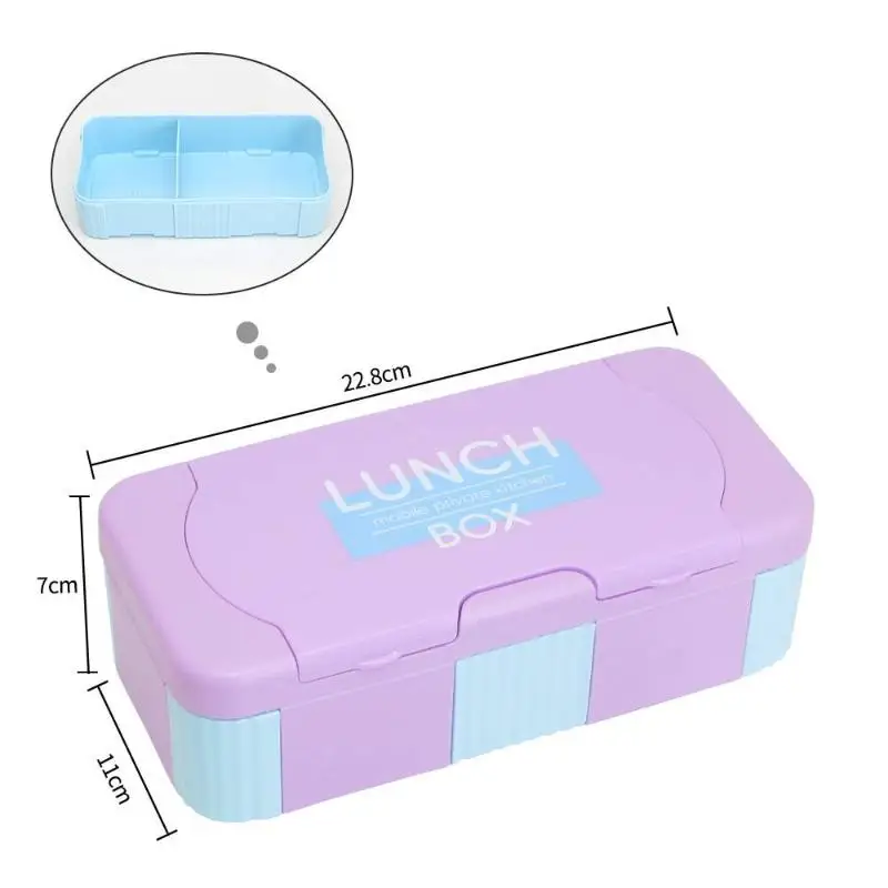 Portable Lunch Box with 1 Spoon 1 Fork Microwave Safe Food Container Leakproof Bento Box for Work School Travel
