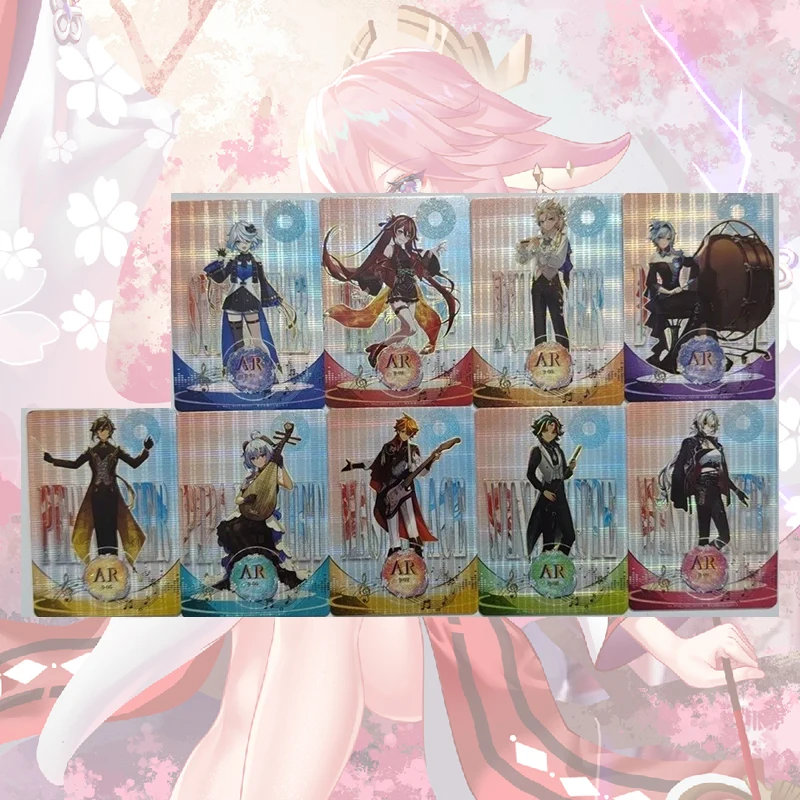 Anime Göttinnen-Geschichten AR-Karten Ganyu Furina Hu Tao Eula Zhongli Sammelkarten Weihnachts- und Geburtstagsgeschenke Kinderspielzeug