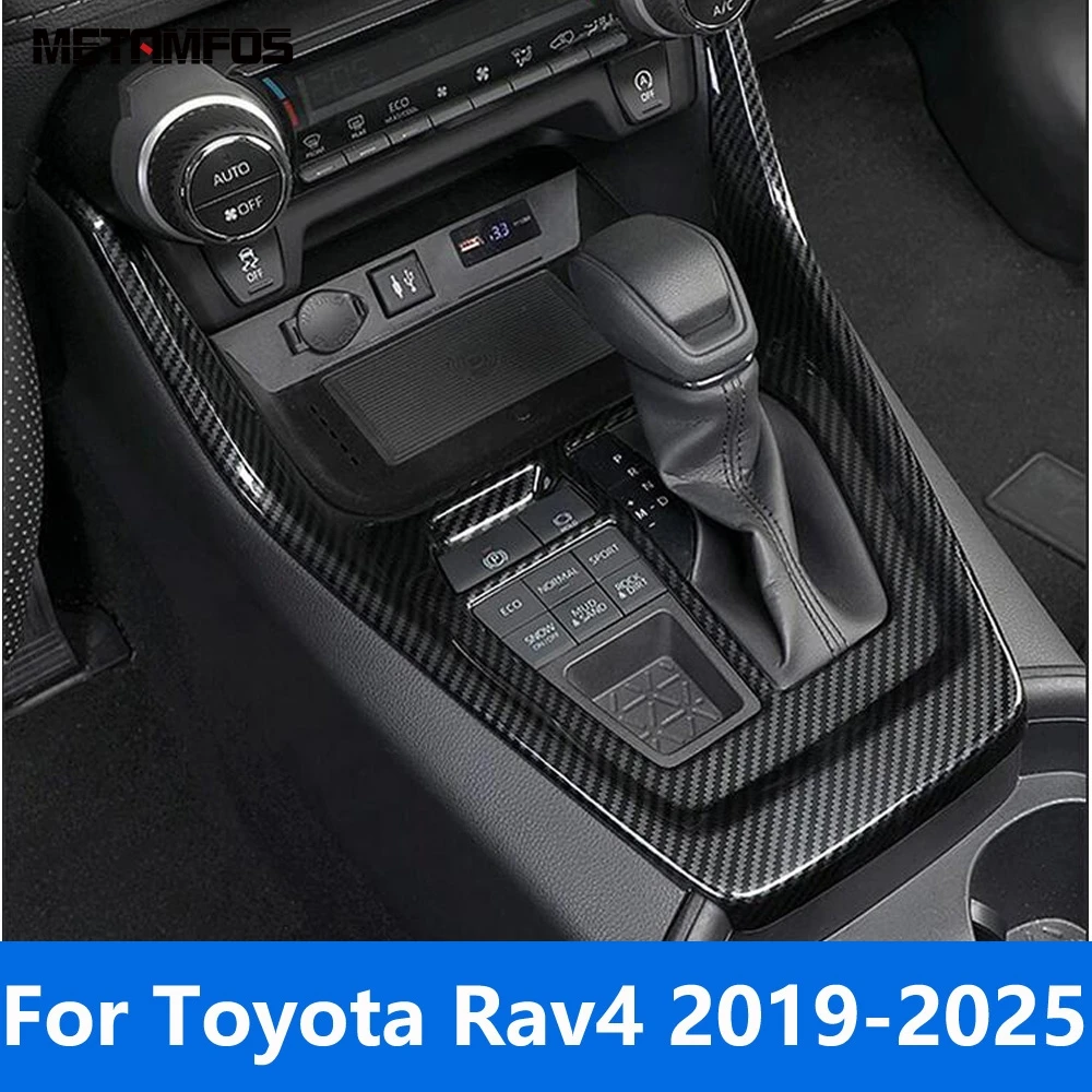 

For Toyota Rav4 Rav 4 2019-2023 2024 2025 Carbon Fiber Console Gear Shift Box Panel Cover Trim Interior Accessories Car Styling