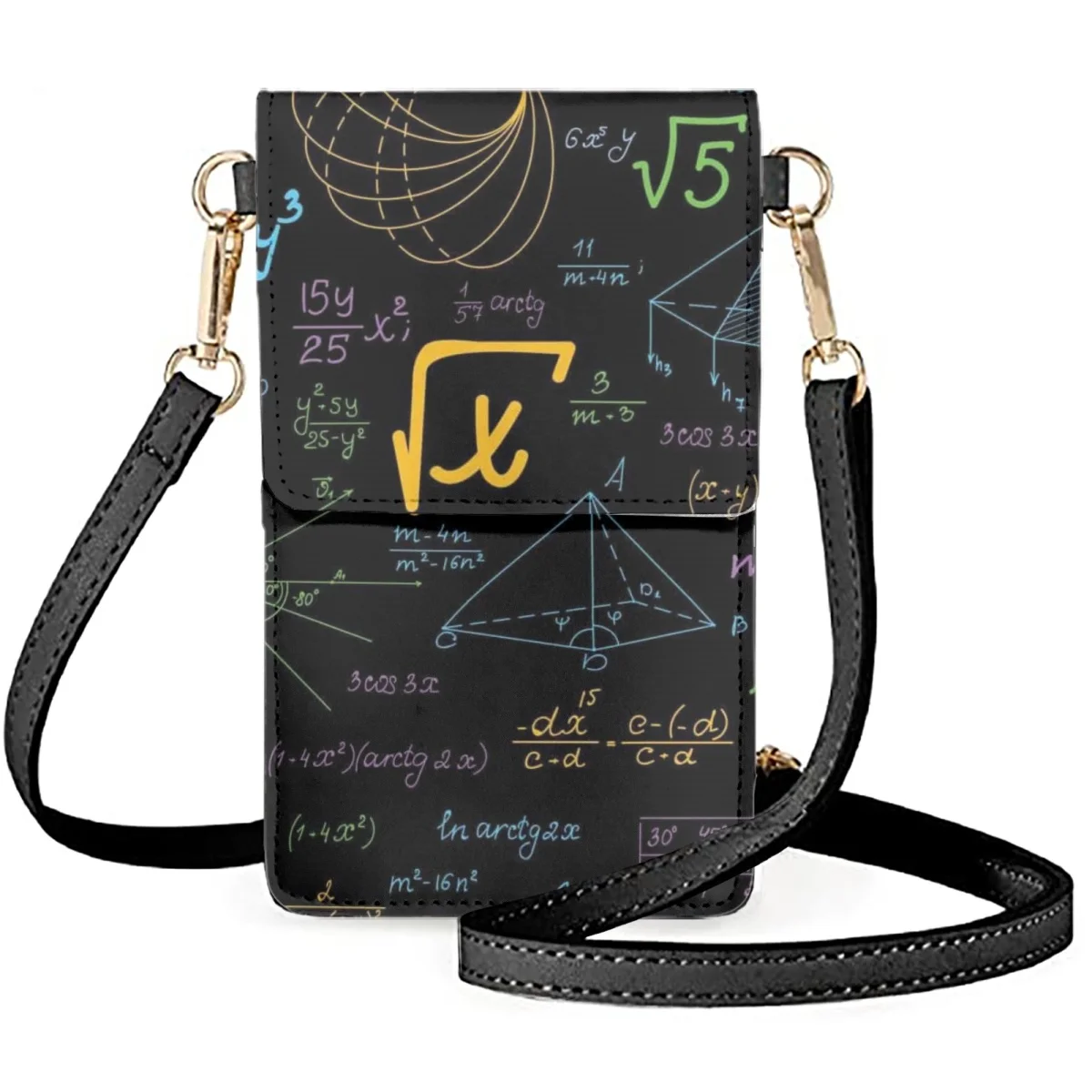 FORUDESIGNS Across Shoulder Bag Classic Mathematical Formula Design Phone Bags Geometry Problem Answer Cosmetic Can Be Slanted