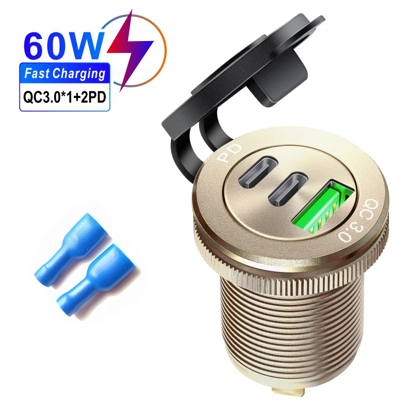 12V 24V Car Truck charging adapter Outlet Socket for golf 6 mk6 mk5 mk7 accessories PD Type C and QC3.0 USB Port adapter for Car