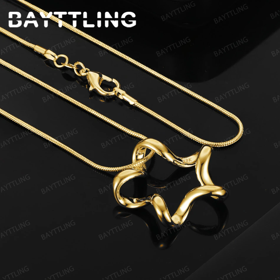 

925 Silver 18K Gold 16-30 Inch Beautiful Twisted Star Pendant Necklace Women's Gift Accessory Wedding Jewelry