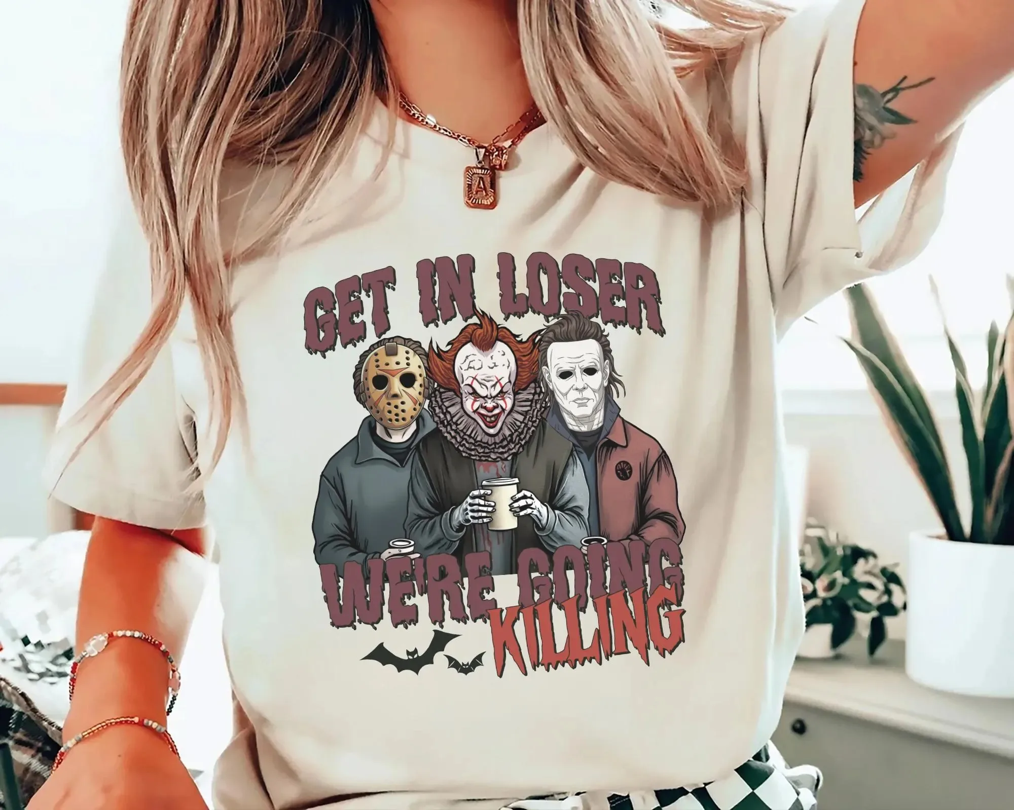 

We're Going Killing Horror Movie Одежда с графическим принтом Летние элитные брендовые хлопковые мужские и женские футболки с короткими рукавами