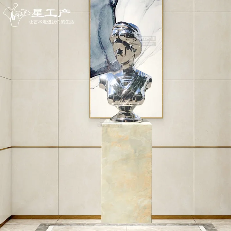 CX Art Sculpture Stainless Steel Metal Abstract Mirror Hotel Figure Ornament