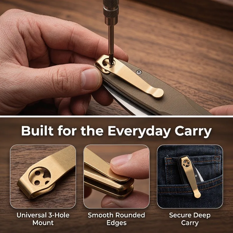 Titanium alloy folding knife pocket clip -  Suitable for Spyderco Para3 C81 C10 C11 Paramilitary 2 Delica Yojimbo G10 Szabo