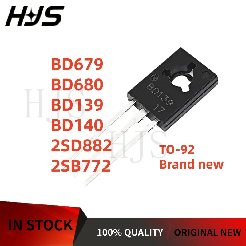 10PCS-5Pair BD679 BD680 2SD882 2SB772 D882 B772 BD139 BD140 Transistor triode TO-126 Brand New