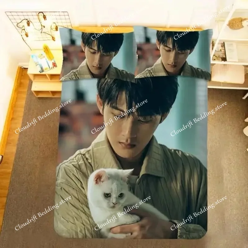 

Tan Jianci HD Poster Pillowcase+ Duvet Cover Single Dormitory Student Knit Duo Duo Lifestyle Photos Double Bedding Set