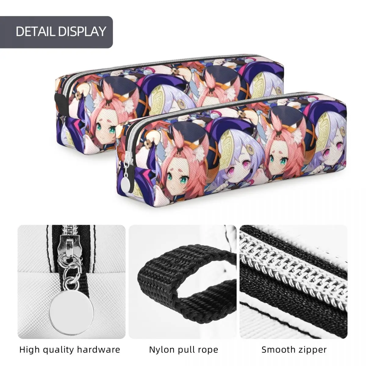 Imagem -05 - Qiqi Diona Genshin Impact Game Pencil Case Cute Pen Bolsa Material Escolar Presentes Menina e Menino Grande Capacidade