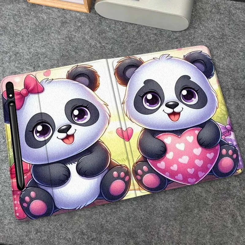 

Cute Panda Heart Love For Samsung Galaxy Tab S10 S9 S8 S7 FE Lite Soft Flexible Support Tablet Case Gift