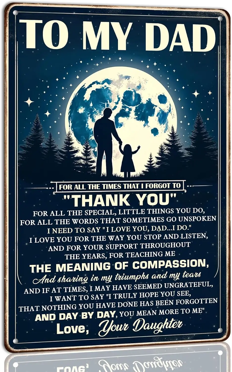 Dsyvukt To My Dad Starry Night Sky Father and Daughter Metal Tin Sign Man Cave Home Farmhouse Wall Decor Heartfelt Thank You and