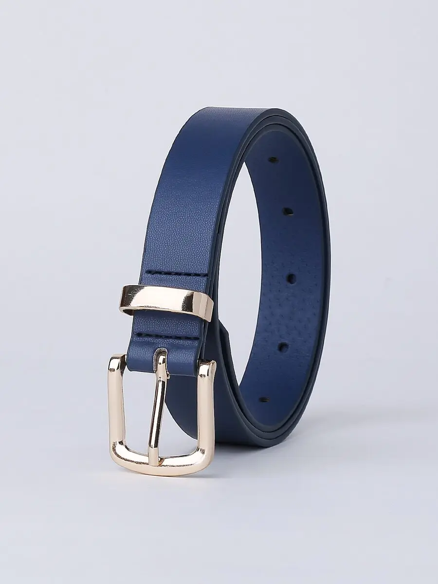 

Simple Fashion Blue Waist Belt With Alloy Buckle For Women Men