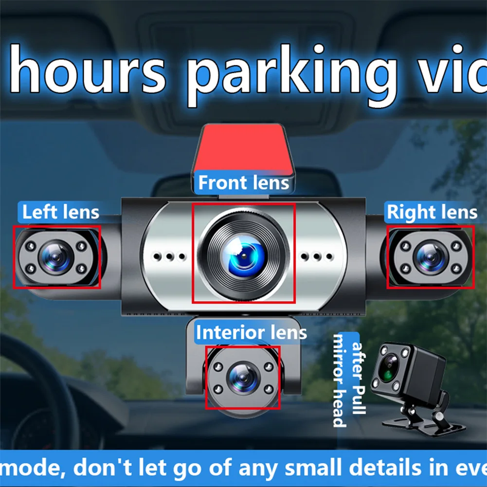 4K Car Dash Cam W8 360° 5-Channel High-definition Infrared Night-Vision Driving Camera With 24H Parking Mode & Wide Angle View
