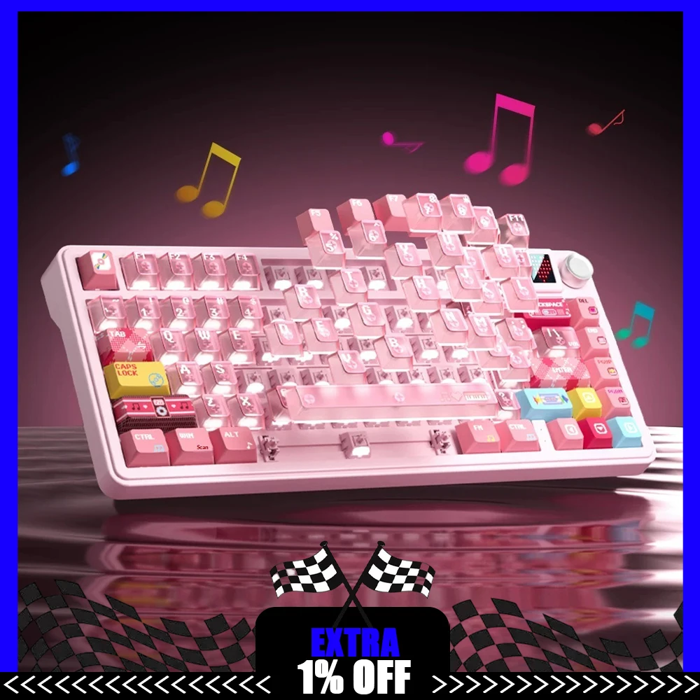 Technology S75 Pro Wireless Keyboard Three Mode Connection E-sports Keyboard 6000mAh Long Battery Life For Pc Accessories Gifts