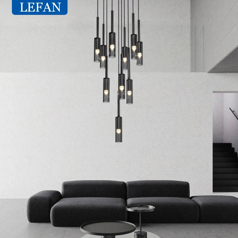 Imagem -02 - Modern Copper Led Glass Pendant Lights Long Chandelier Escadaria Villa Sala de Estar Sala de Jantar Quarto