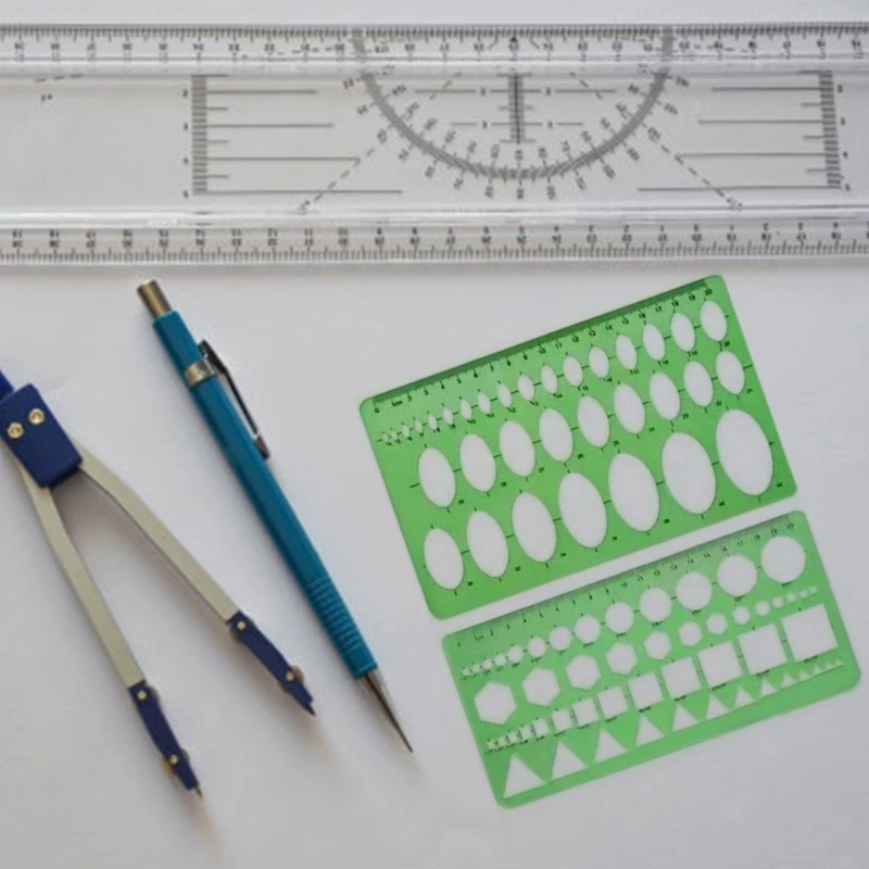 11 Uds plantillas geométricas plantillas dibujo geométrico Regla medición para dibujar