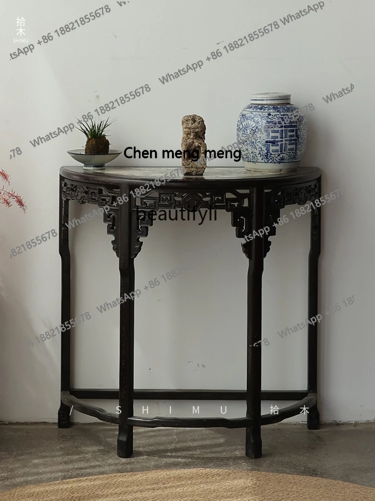 

Crescent Moon Table Corner Table Xuan Guan Tai Semicircular Table Ebony Solid Wood Chinese Antique Ming and Qing Classical H H