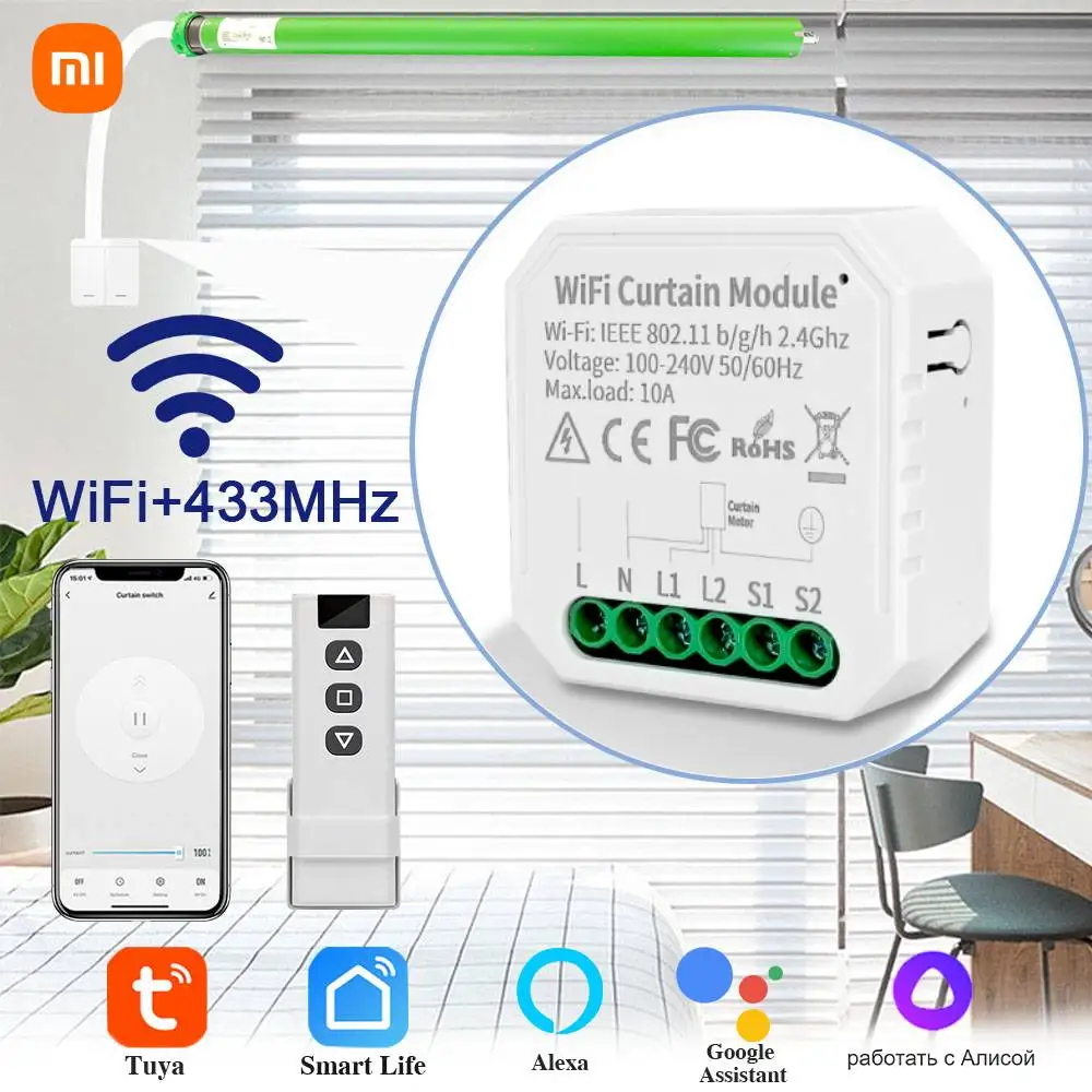 WiFi Smart Curtain Switch Controllers Roller Blinds Shutter Motor Smart Life APP Remote Control Alexa Home Voice