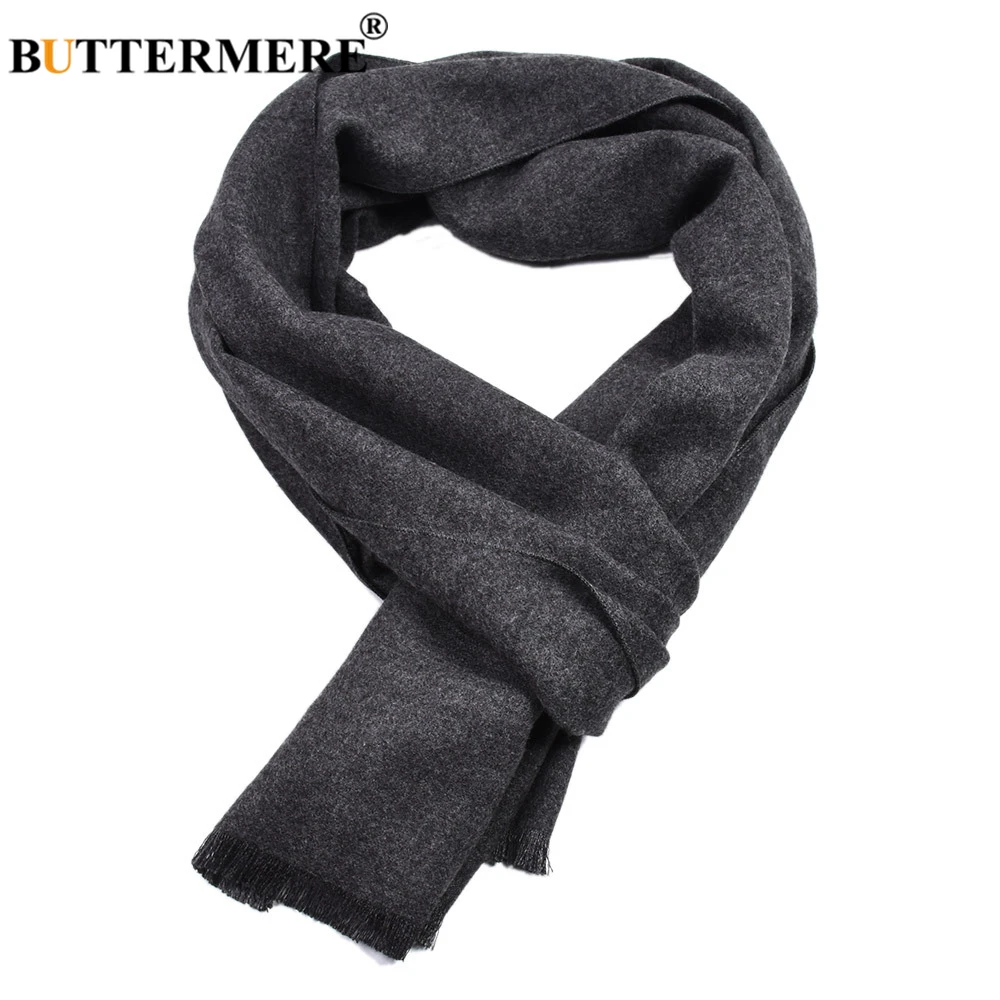 BUTTERMERE Winter Red Men Scarf Solid Cashmere Scarves Tassel British Style Scarf for Men 30cm*180cm