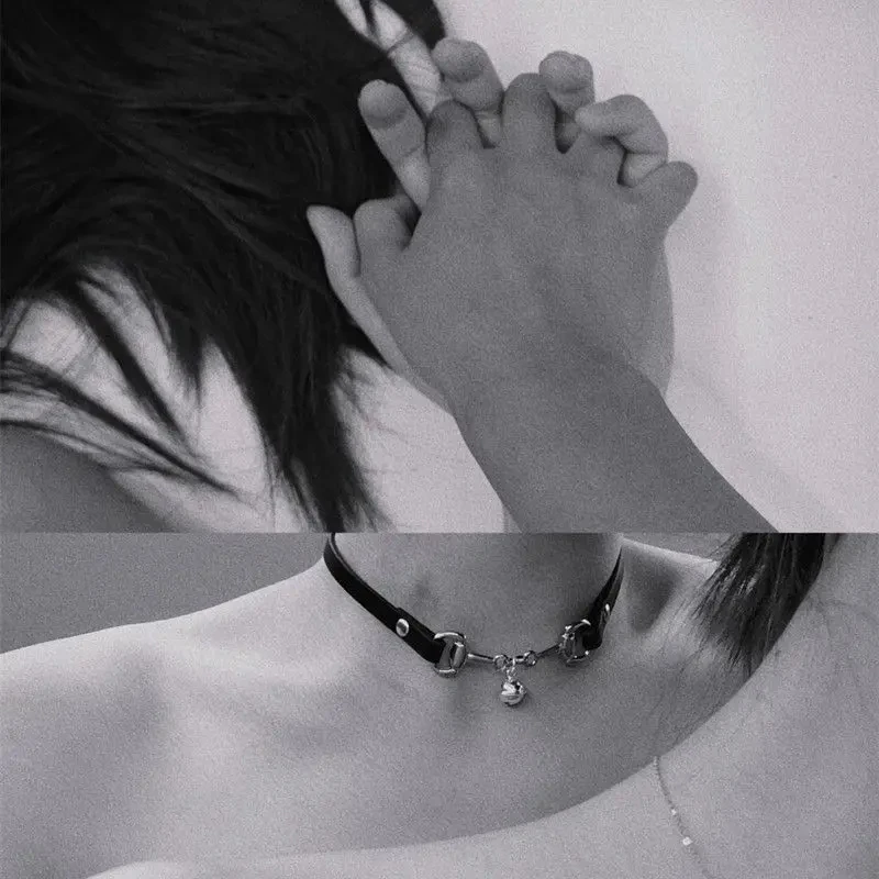 Punk Y2K Charm Grunge Glockenanhänger Leder Sexy Choker Vintage Halsketten für Frauen Goth Cosplay EMO Schmuck Accessoires – Detail 5